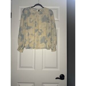 Anthropologie Sunday In Brooklyn Long Sleeve Top Small Blue Cream Tie Dye Nwt